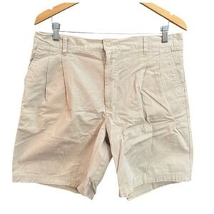 NWT CLAYBROOKE Mens Pleated Khaki Cotton Shorts Size 34 Waist